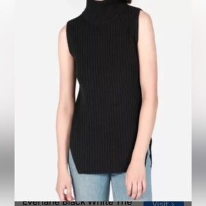 Wool Black Sleeveless Mockneck Sweater